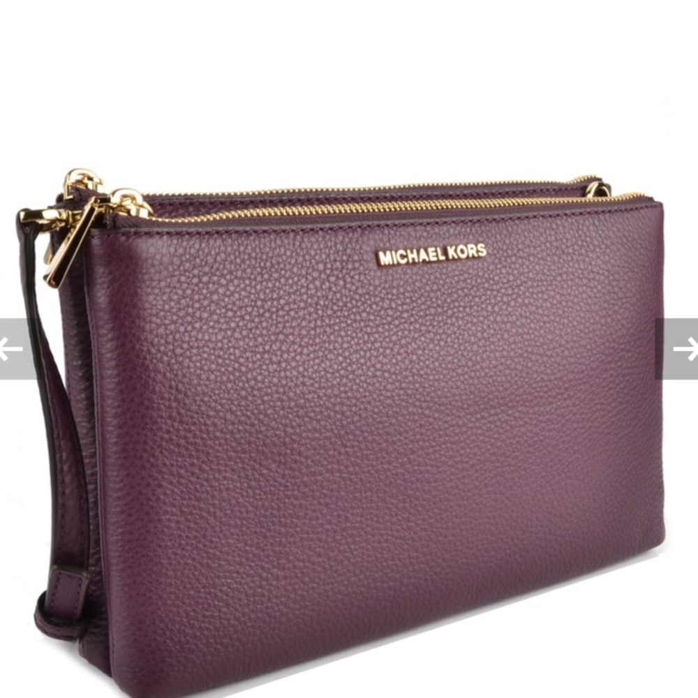 Purple Michael Kors Double Zip Crossbody Bag